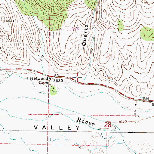 Topographic Map of Quartz Gulch, OR
