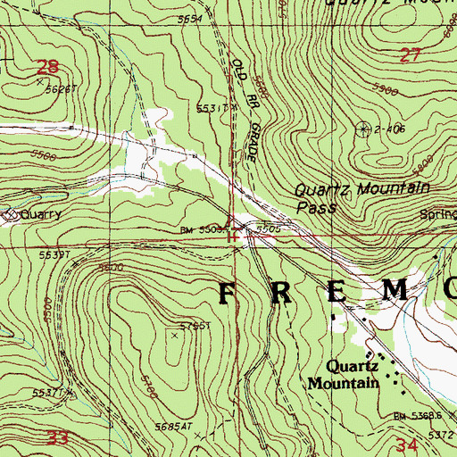 Topographic Map of Quartz Mountain Pass, OR