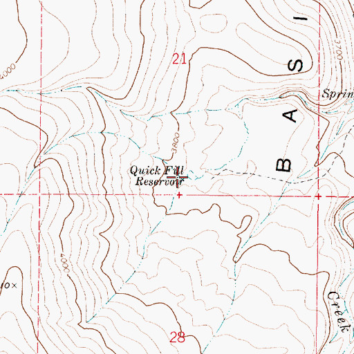 Topographic Map of Quick Fill Reservoir, OR