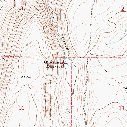 Topographic Map of Quicksand Reservoir, OR
