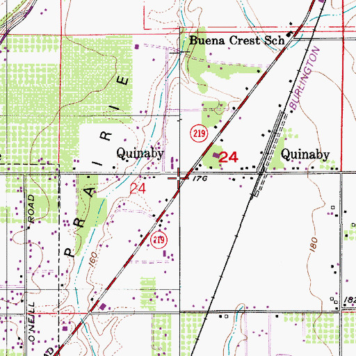 Topographic Map of Quinaby, OR
