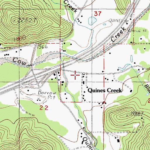 Topographic Map of Quines Creek, OR
