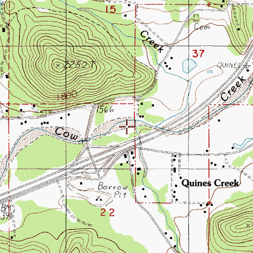Topographic Map of Quines Creek, OR