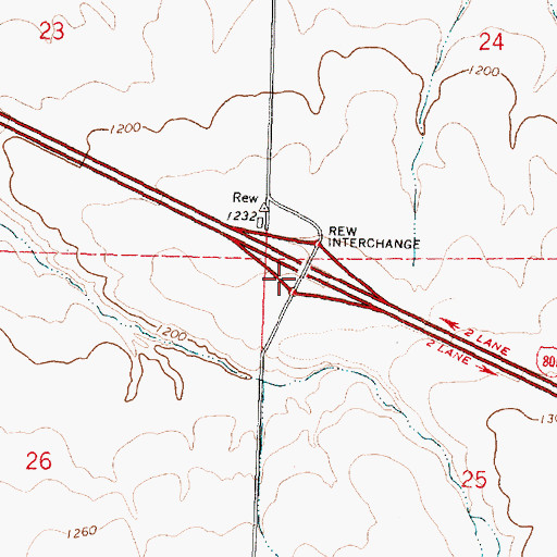 Topographic Map of REW Interchange, OR