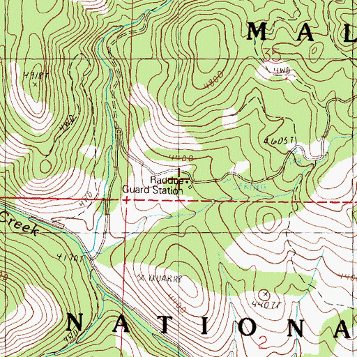 Topographic Map of Raddue Guard Station, OR