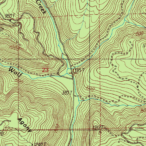 Topographic Map of Rader Creek, OR