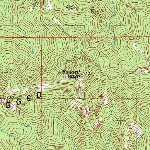 Topographic Map of Ragged Butte, OR
