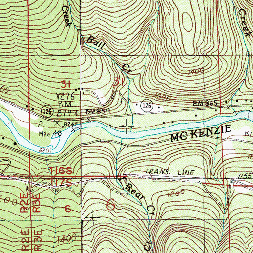 Topographic Map of Rail Creek, OR
