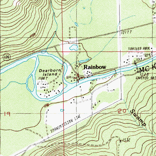 Topographic Map of Rainbow, OR