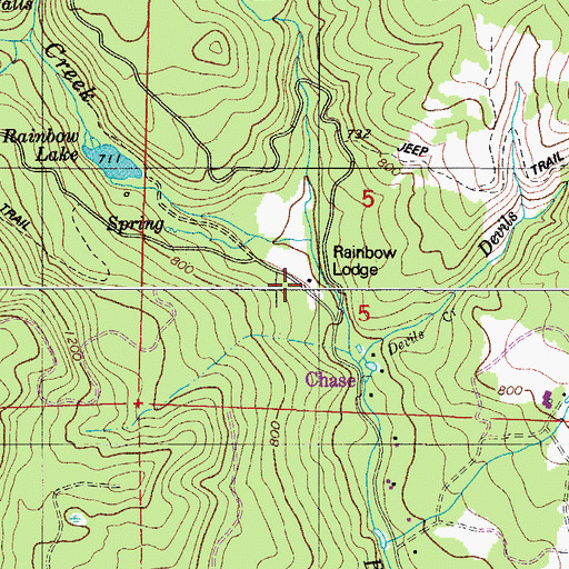 Topographic Map of Rainbow Lodge, OR