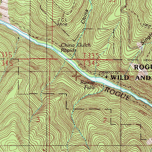 Topographic Map of Rainie Falls, OR