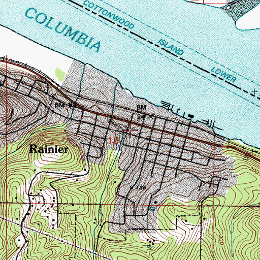 Topographic Map of Rainier, OR