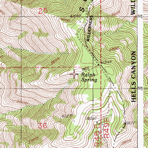 Topographic Map of Ralph Spring, OR