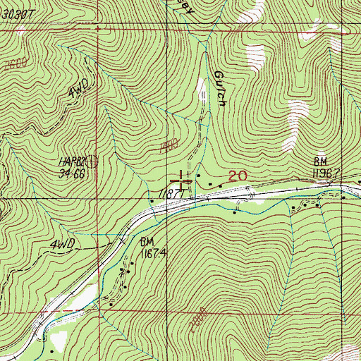 Topographic Map of Ramsey Gulch, OR