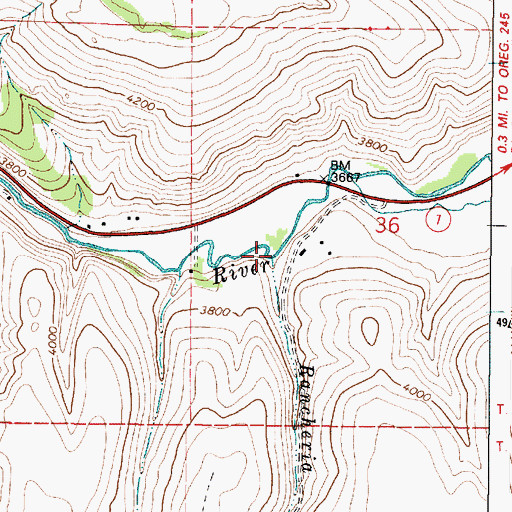 Topographic Map of Rancheria Creek, OR