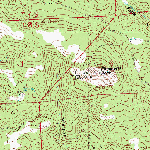 Topographic Map of Rancheria Rock, OR