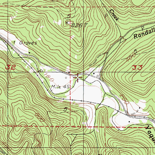 Topographic Map of Randall Creek, OR