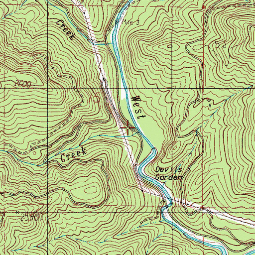 Topographic Map of Raspberry Creek, OR