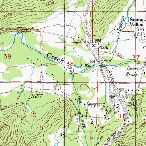 Topographic Map of Rat Creek, OR