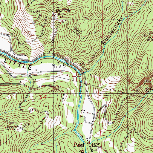 Topographic Map of Rattlesnake Creek, OR