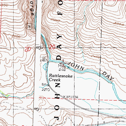 Topographic Map of Rattlesnake Creek, OR