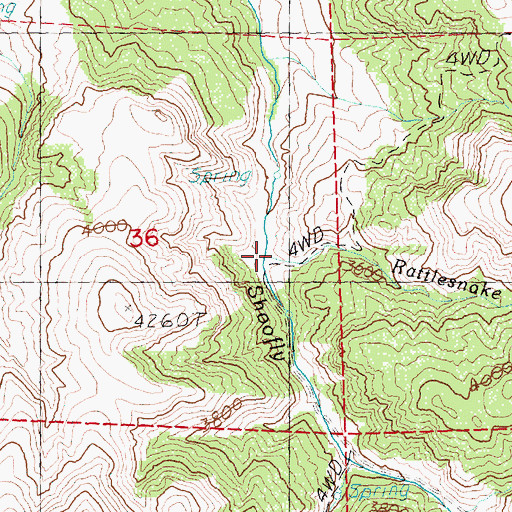 Topographic Map of Rattlesnake Creek, OR