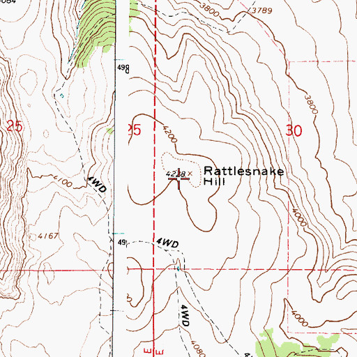 Topographic Map of Rattlesnake Hill, OR