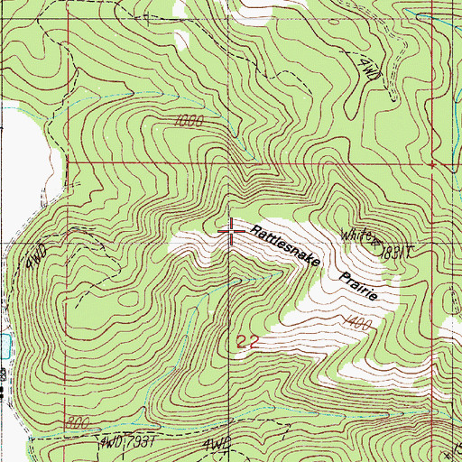 Topographic Map of Rattlesnake Prairie, OR