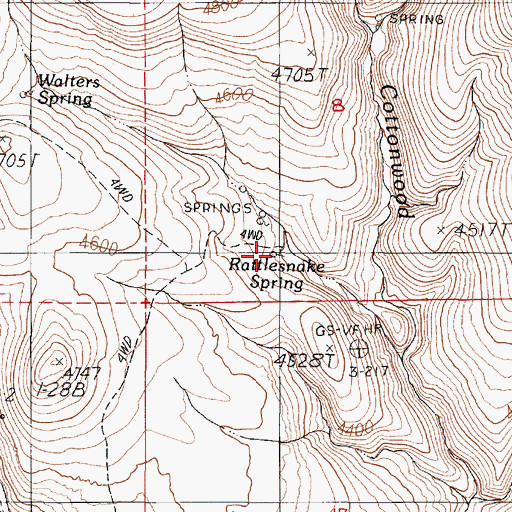 Topographic Map of Rattlesnake Spring, OR