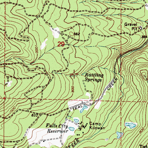 Topographic Map of Rattling Springs, OR