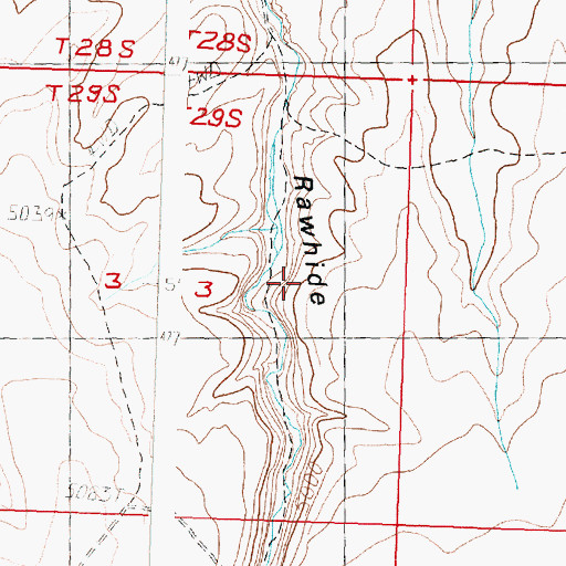 Topographic Map of Rawhide Canyon, OR