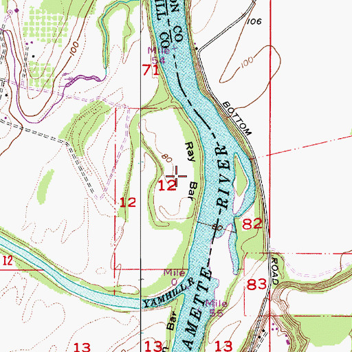 Topographic Map of Ray Bar, OR