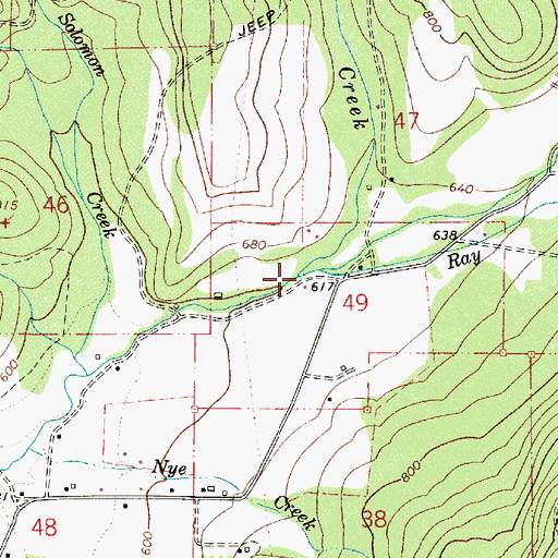 Topographic Map of Ray Creek, OR