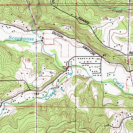 Topographic Map of Raymond Creek, OR