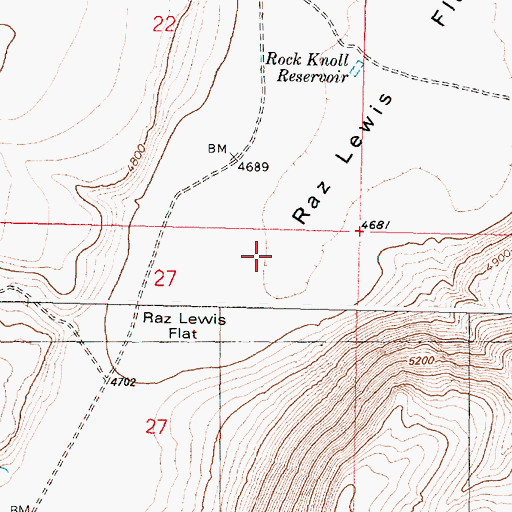 Topographic Map of Raz Lewis Flat, OR