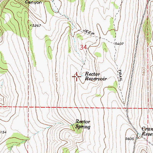 Topographic Map of Rector Reservoir, OR