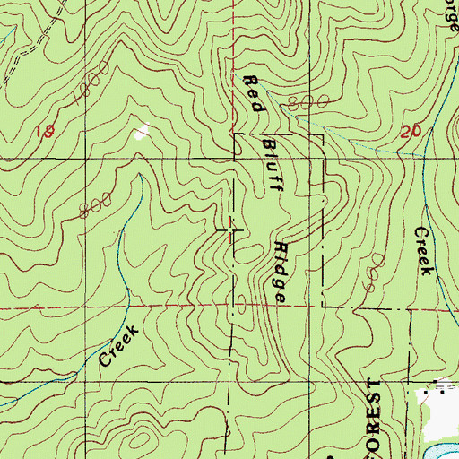Topographic Map of Red Bluff Ridge, OR