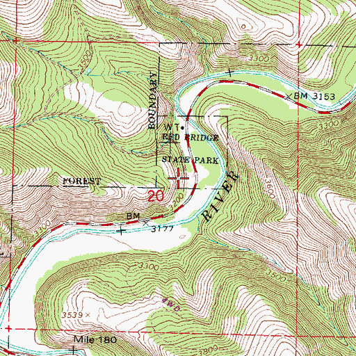 Topographic Map of Red Bridge State Park, OR
