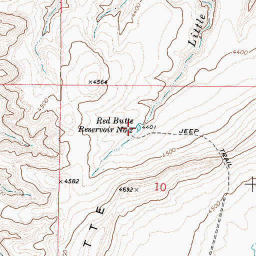 Topographic Map of Red Butte Reservoir Number Two, OR