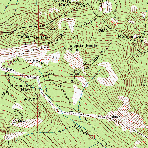 Topographic Map of Red Chief Mine, OR