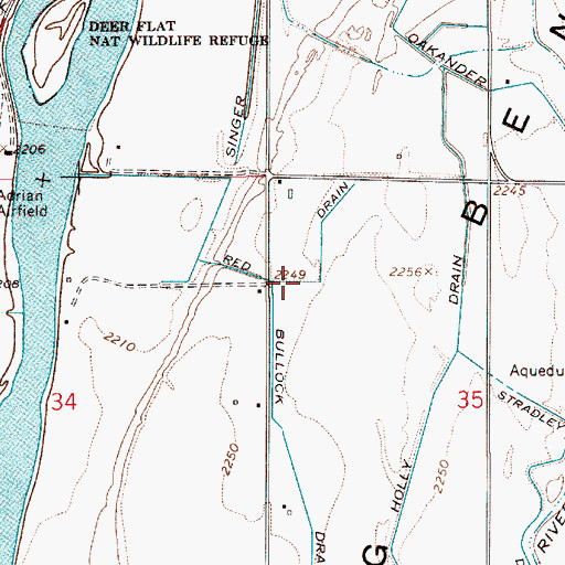 Topographic Map of Red Drain, OR