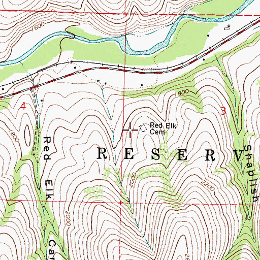 Topographic Map of Red Elk Cemetery, OR