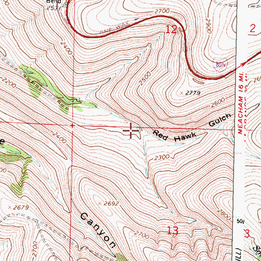 Topographic Map of Red Hawk Gulch, OR