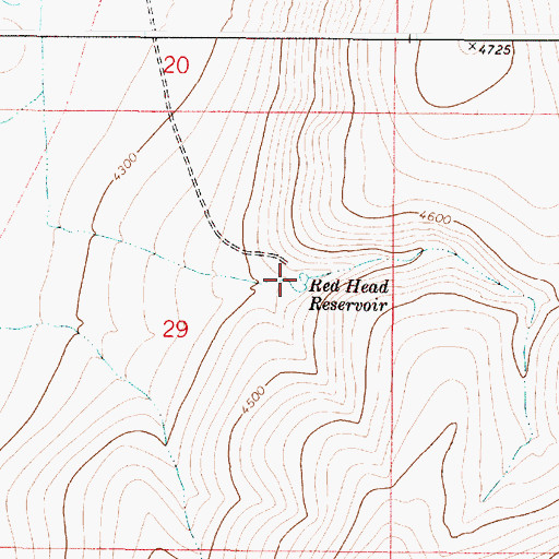 Topographic Map of Red Head Reservoir, OR