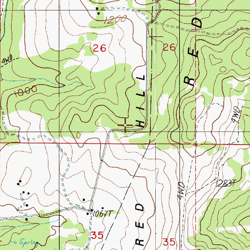 Topographic Map of Red Hill School, OR