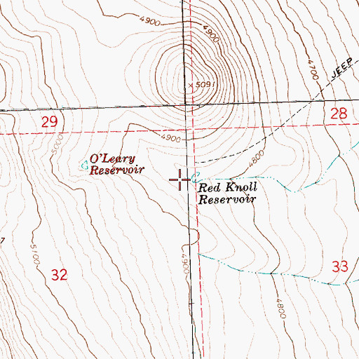 Topographic Map of Red Knoll Reservoir, OR