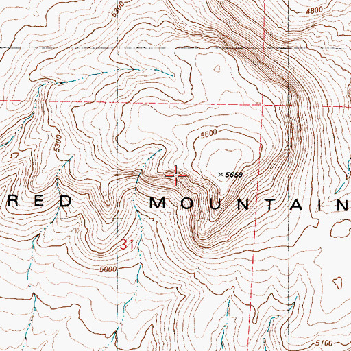 Topographic Map of Red Mountain, OR