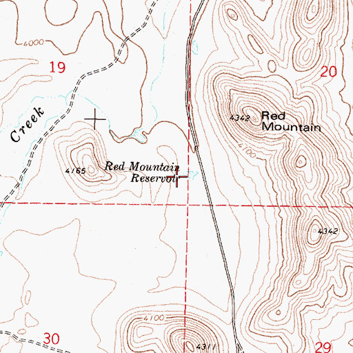 Topographic Map of Red Mountain Reservoir, OR