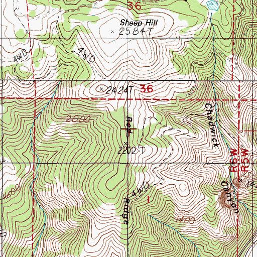 Topographic Map of Red Ridge, OR