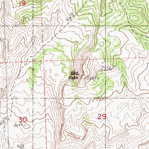 Topographic Map of Red Rock, OR